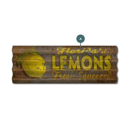 Fresh Squeezed Lemons - Corrugated Metal Wall Art