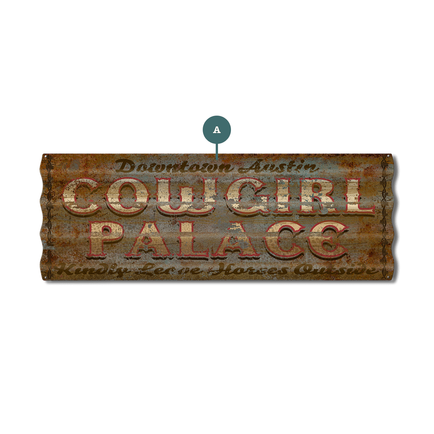Cowgirl Palace - Corrugated Metal Wall Art