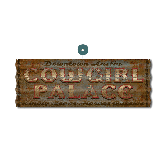 Cowgirl Palace - Corrugated Metal Wall Art