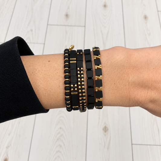 GOLD DIGGER - 5 Tila Bead Bracelet Stack
