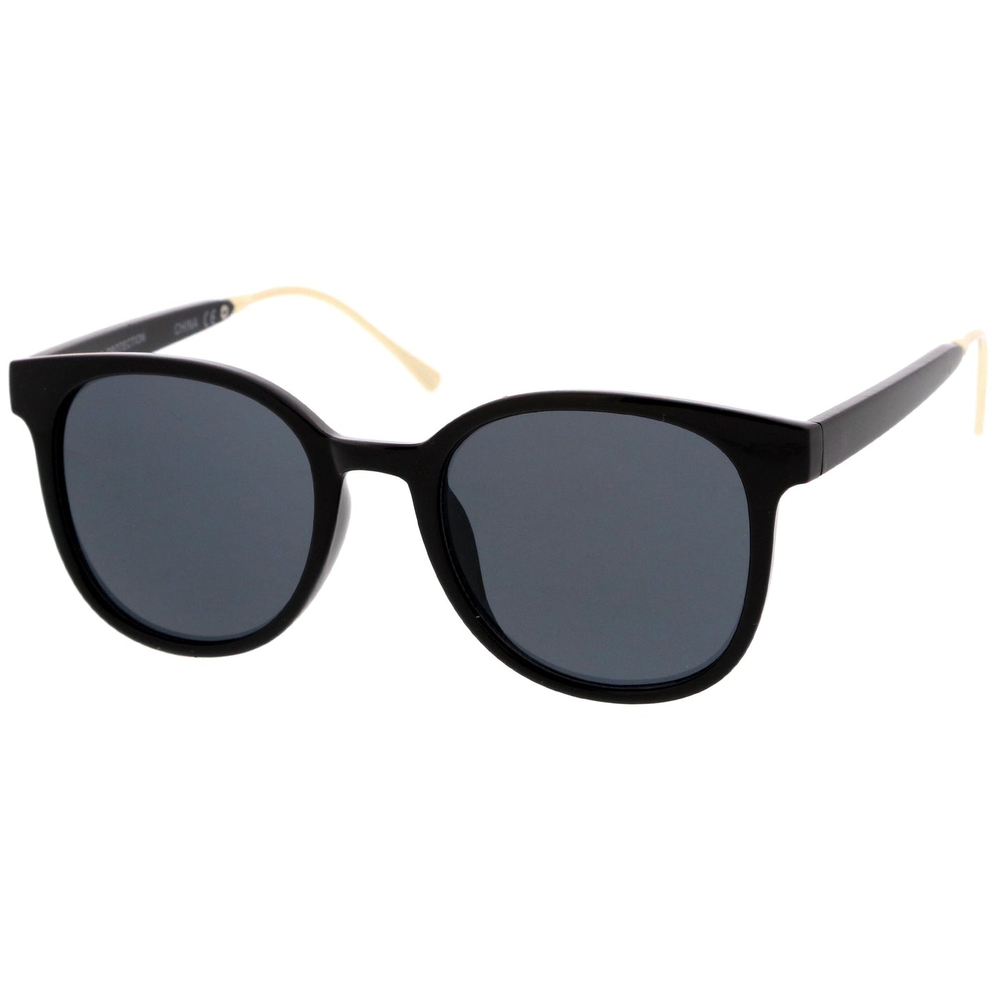 Casual Metal Temple Square Lens Horn Rimmed Sunglasses A750