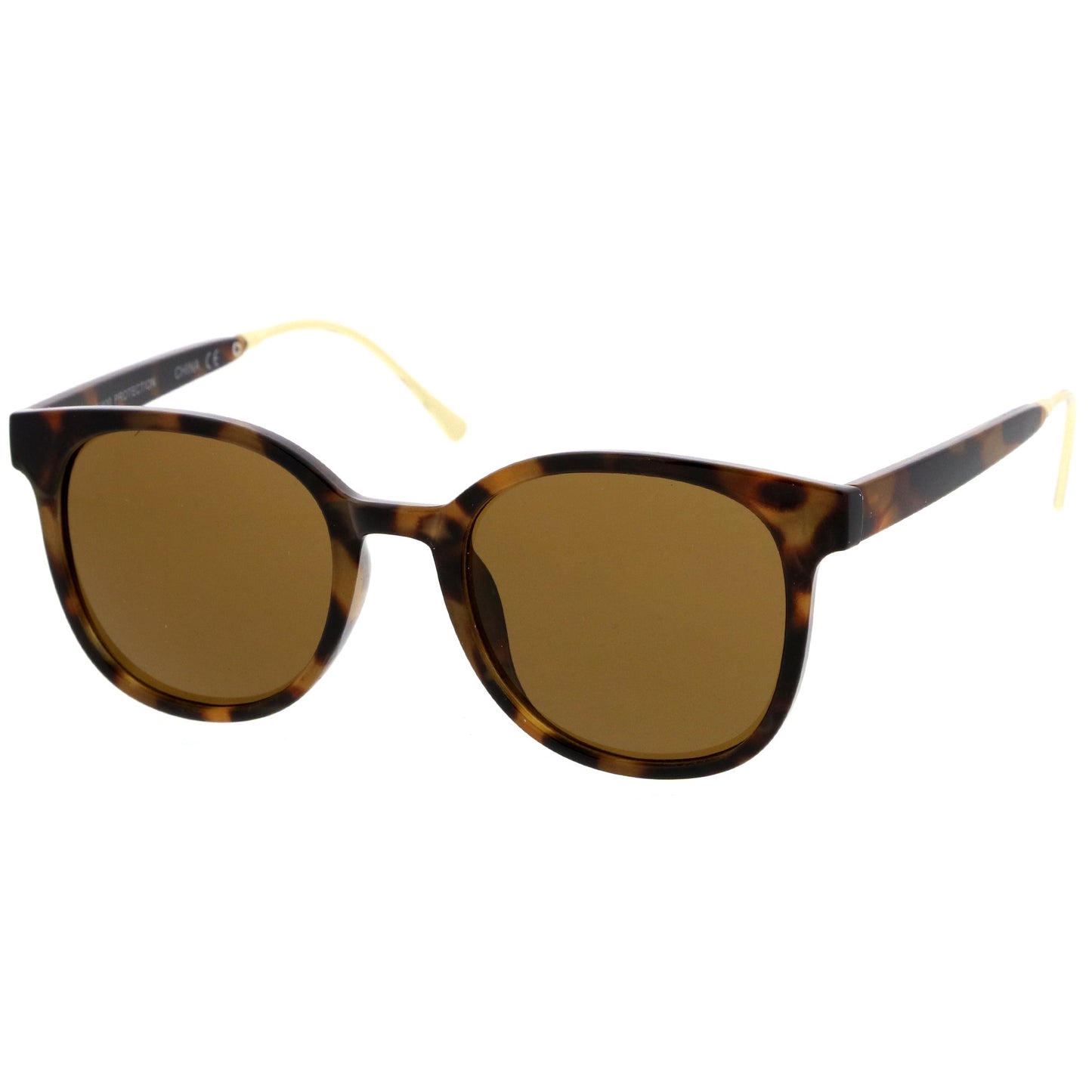 Casual Metal Temple Square Lens Horn Rimmed Sunglasses A750