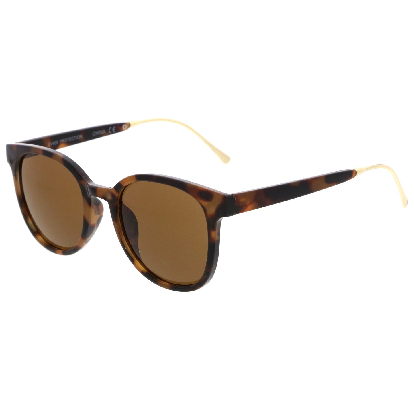 Casual Metal Temple Square Lens Horn Rimmed Sunglasses A750