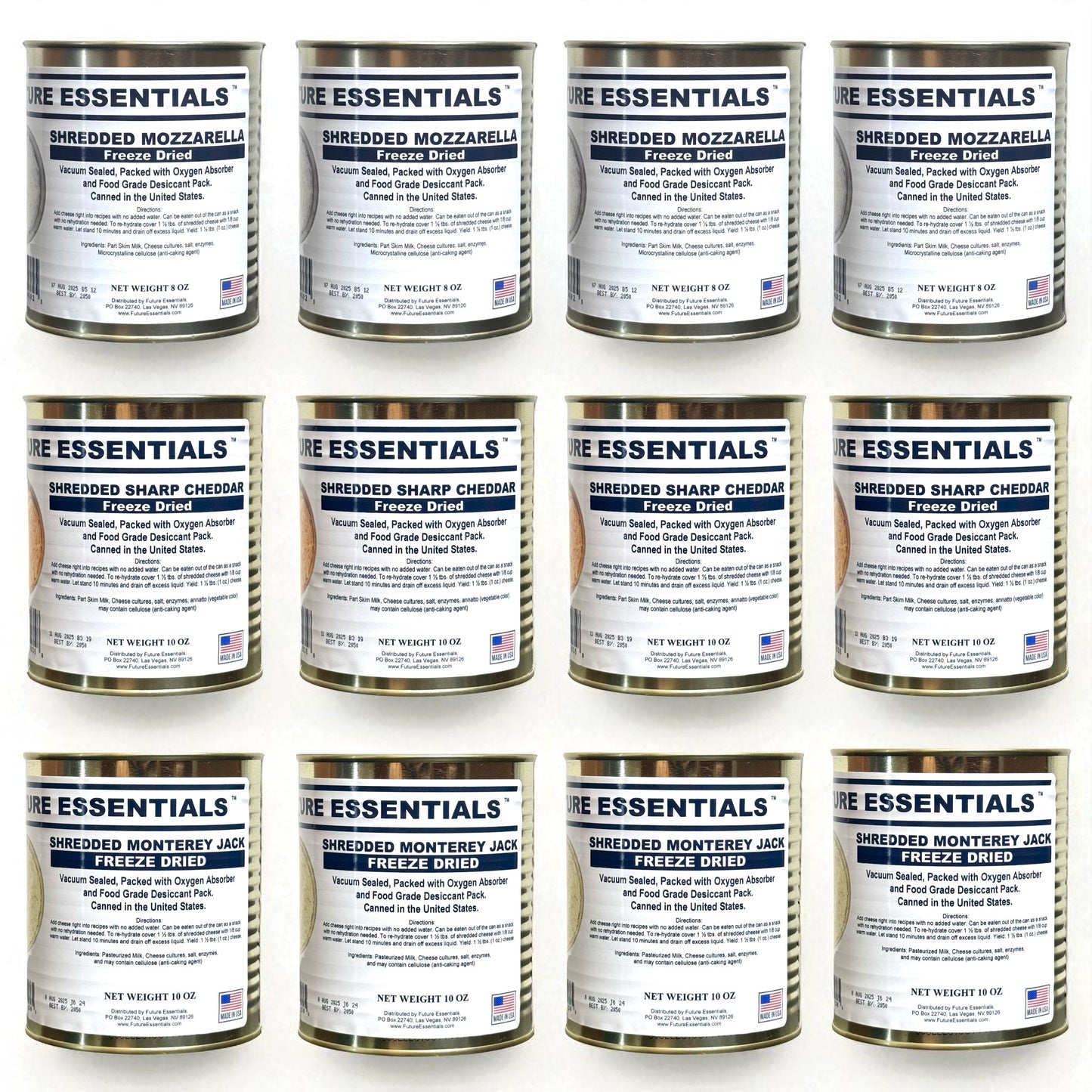 Case (12 Cans) of Future Essentials Freeze Dried Cheese Variety