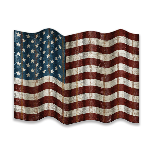 Waving American Flag - Corrugated Metal Wall Art