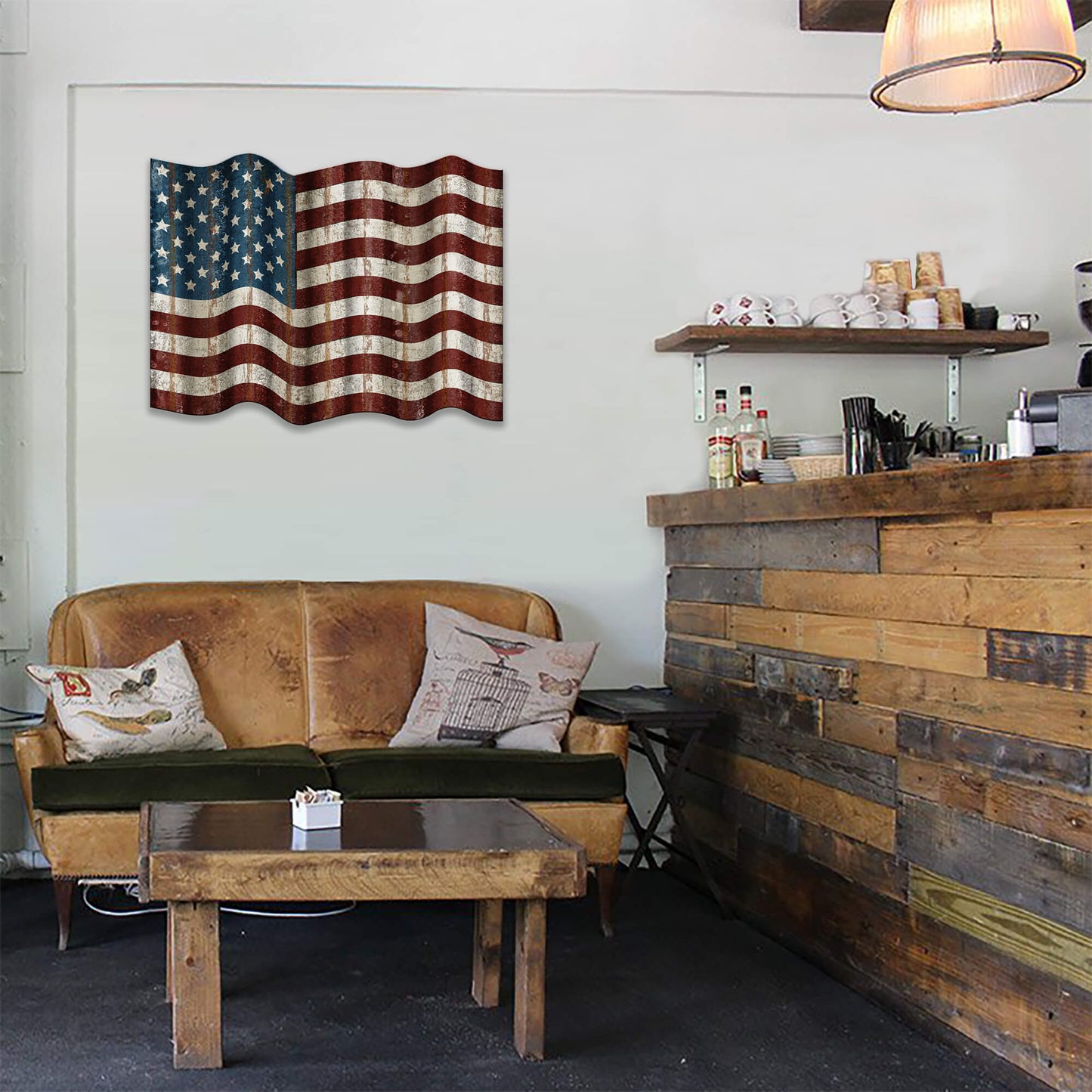 Waving American Flag - Corrugated Metal Wall Art
