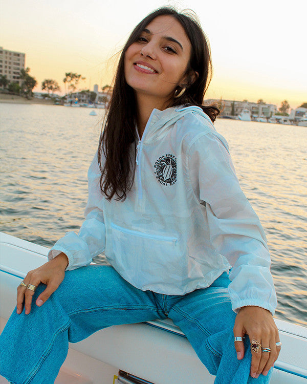 Koloa Honu Turtle Crop Windbreaker- White Camo