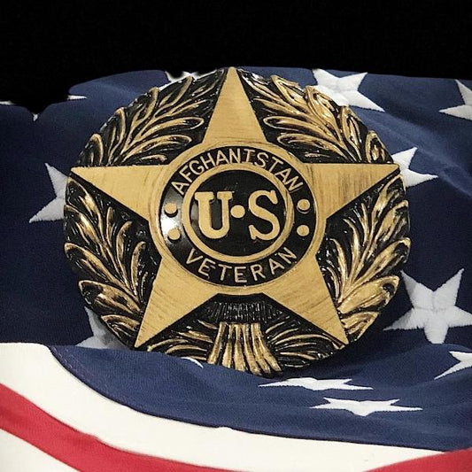 Afghanistan War Veteran Grave Marker & Flag Holder with Aluminum Ground Spike | Made in USA