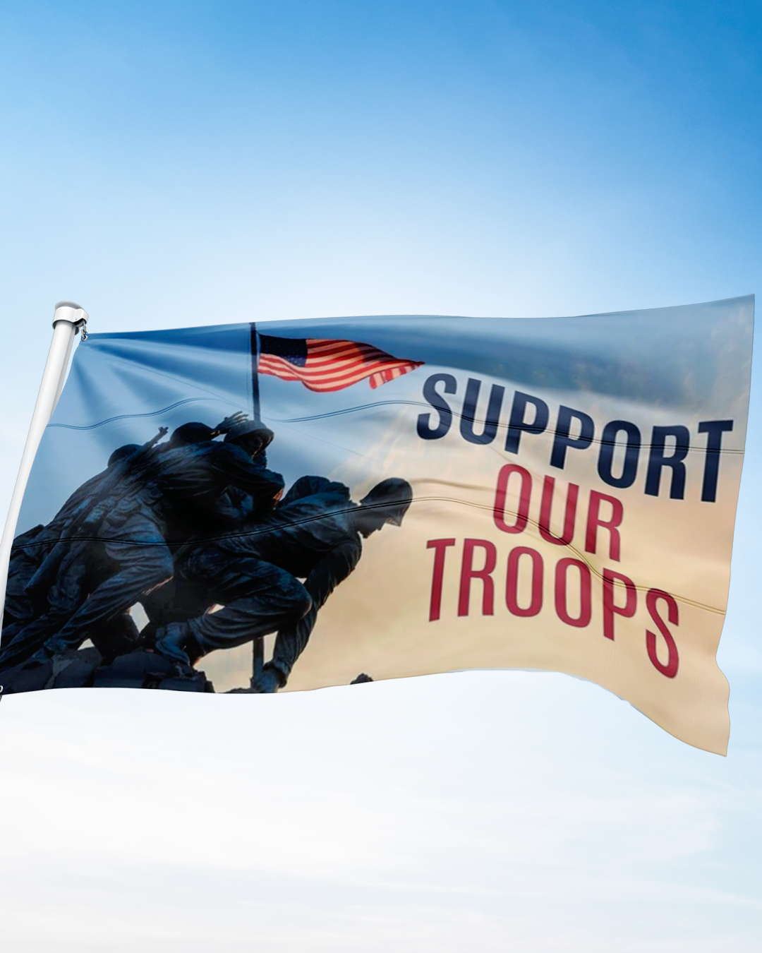 Support Our Troops Flag With Soldiers Planting American Flag 3x5 Flag