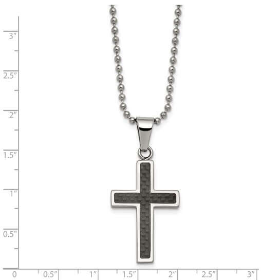 Black Carbon Fiber Cross Necklace