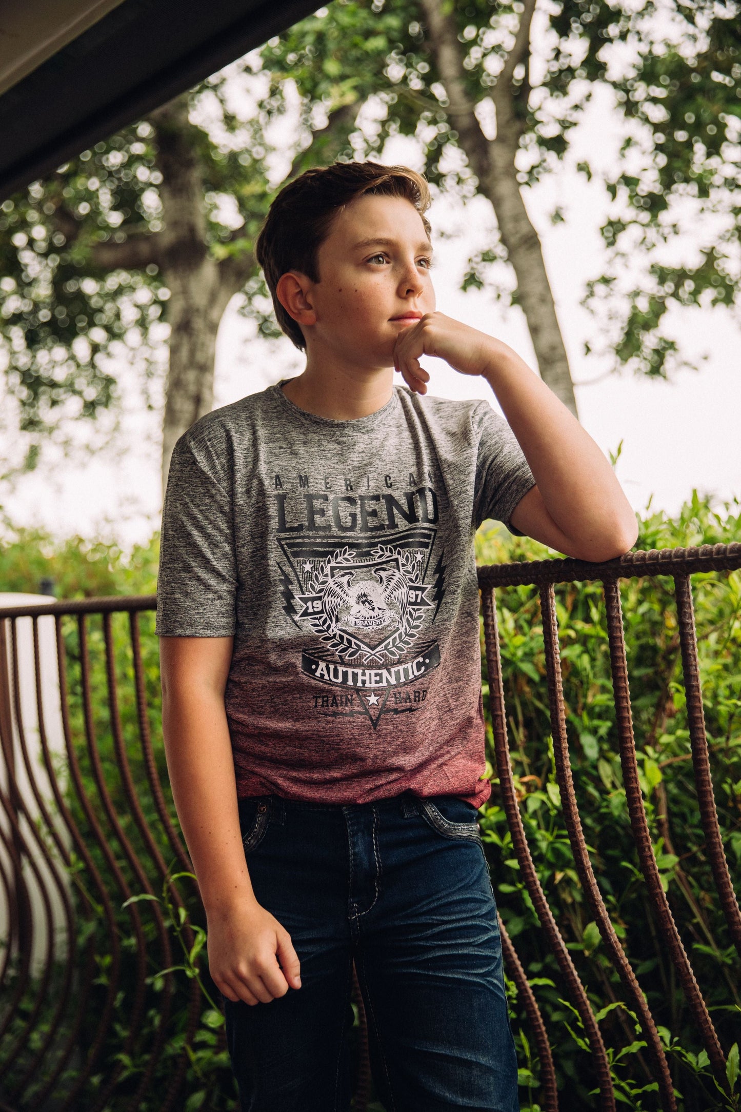 Kid's American Legend Gray Ombre Quick Dry T-shirt