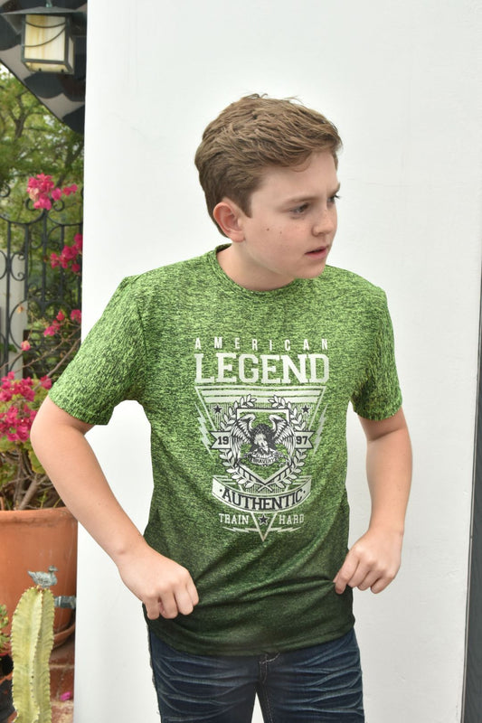 Kid's American Legend Lime Green Ombre Quick Dry T-shirt