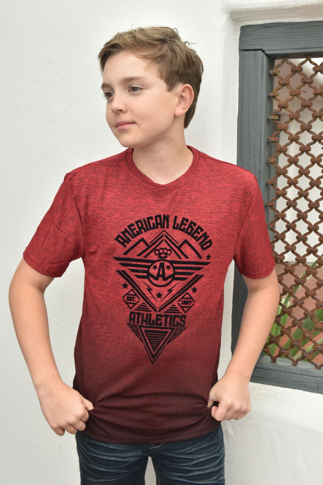 Kid's American Legend Red Ombre Quick Dry T-shirt