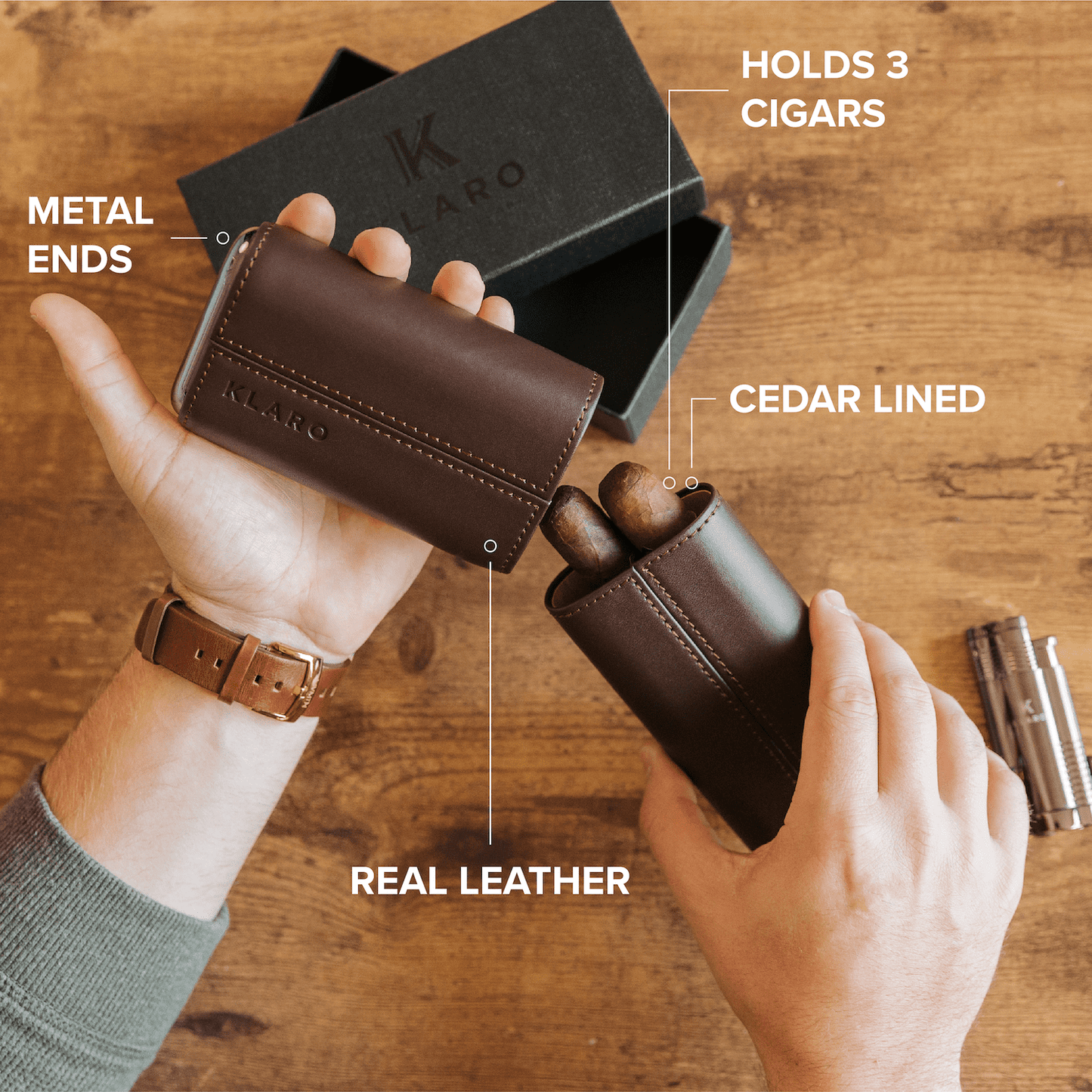 Premium 3 Cigar Travel Case