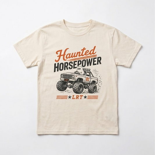 HAUNTED HORSEPOWER HALLOWEEN TEE - VINTAGE CREAM
