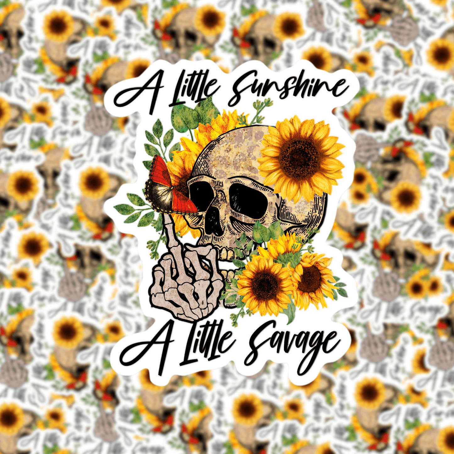 A Little Sunshine A Little Savage Skeleton Sticker