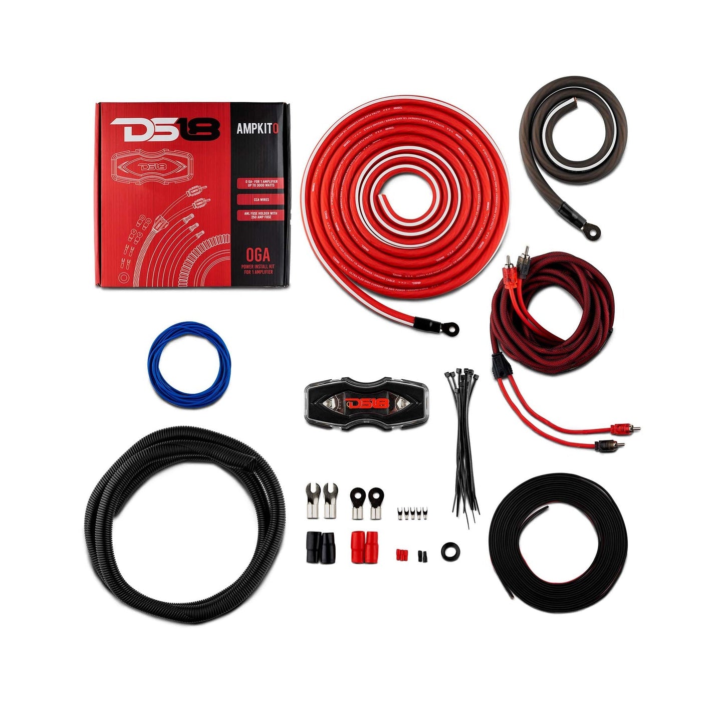 DS18 ZXI12.4D-PKG Bass Package - 2 x ZXI12.4D - 12" Car Subwoofer, ZR2000.1D - 1-Channel Monoblock Amplifier, and AMPKIT0