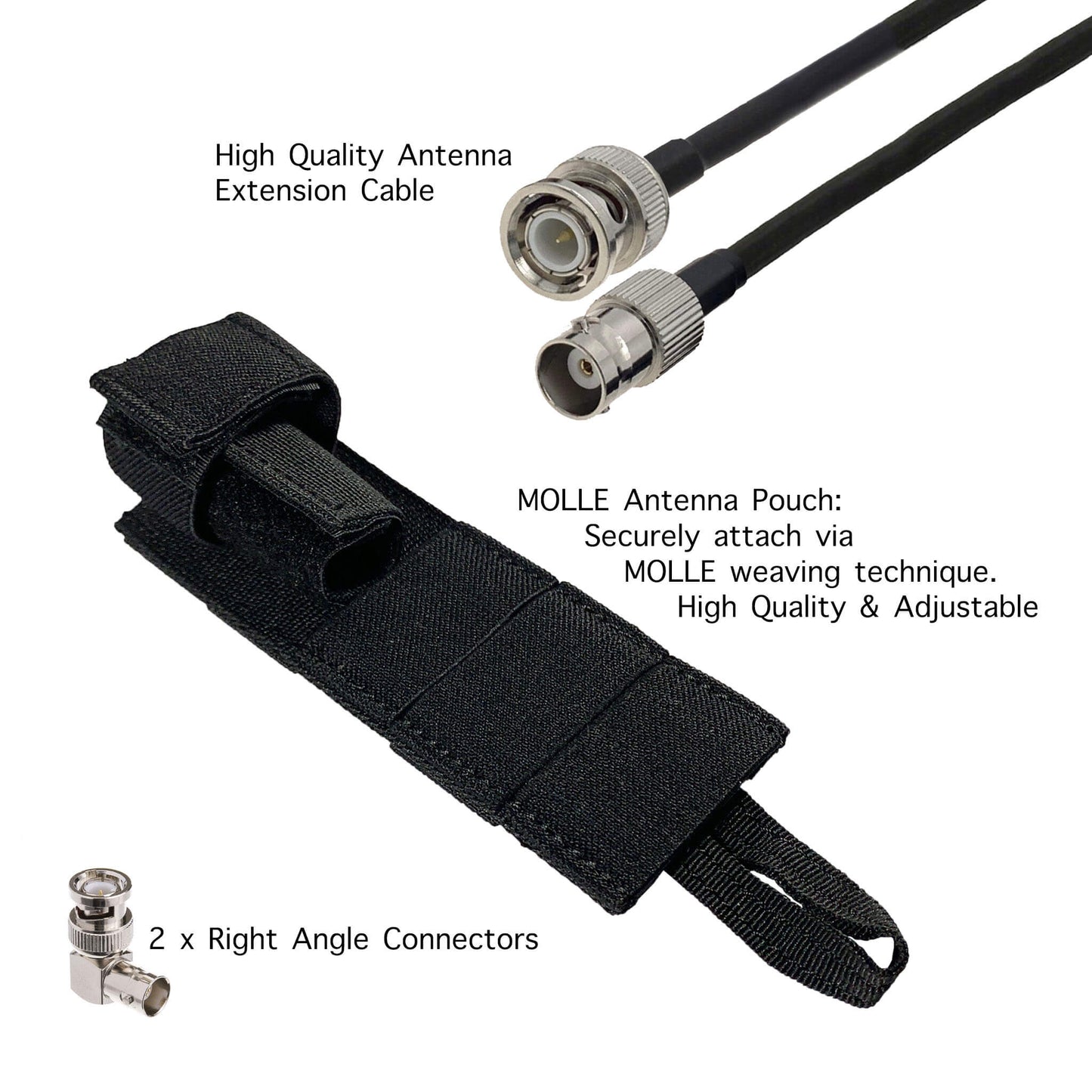 Tactical Antenna Relocation Kit(Black, Tan, or Green) - BNC Version