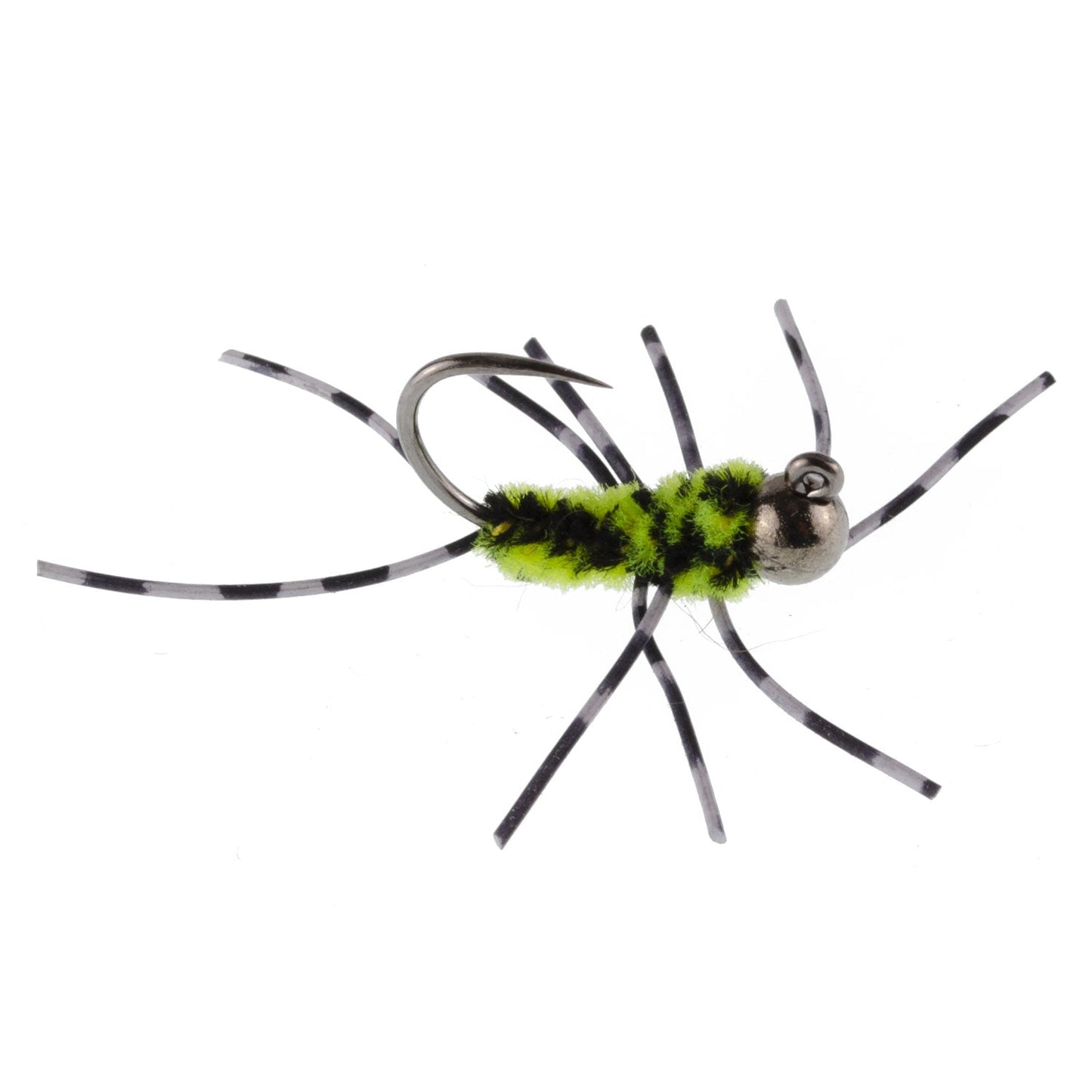 3 Pack Pat's Rubber Legs Tungsten Jig Black/Chartreuse Euro Nymph Size 6