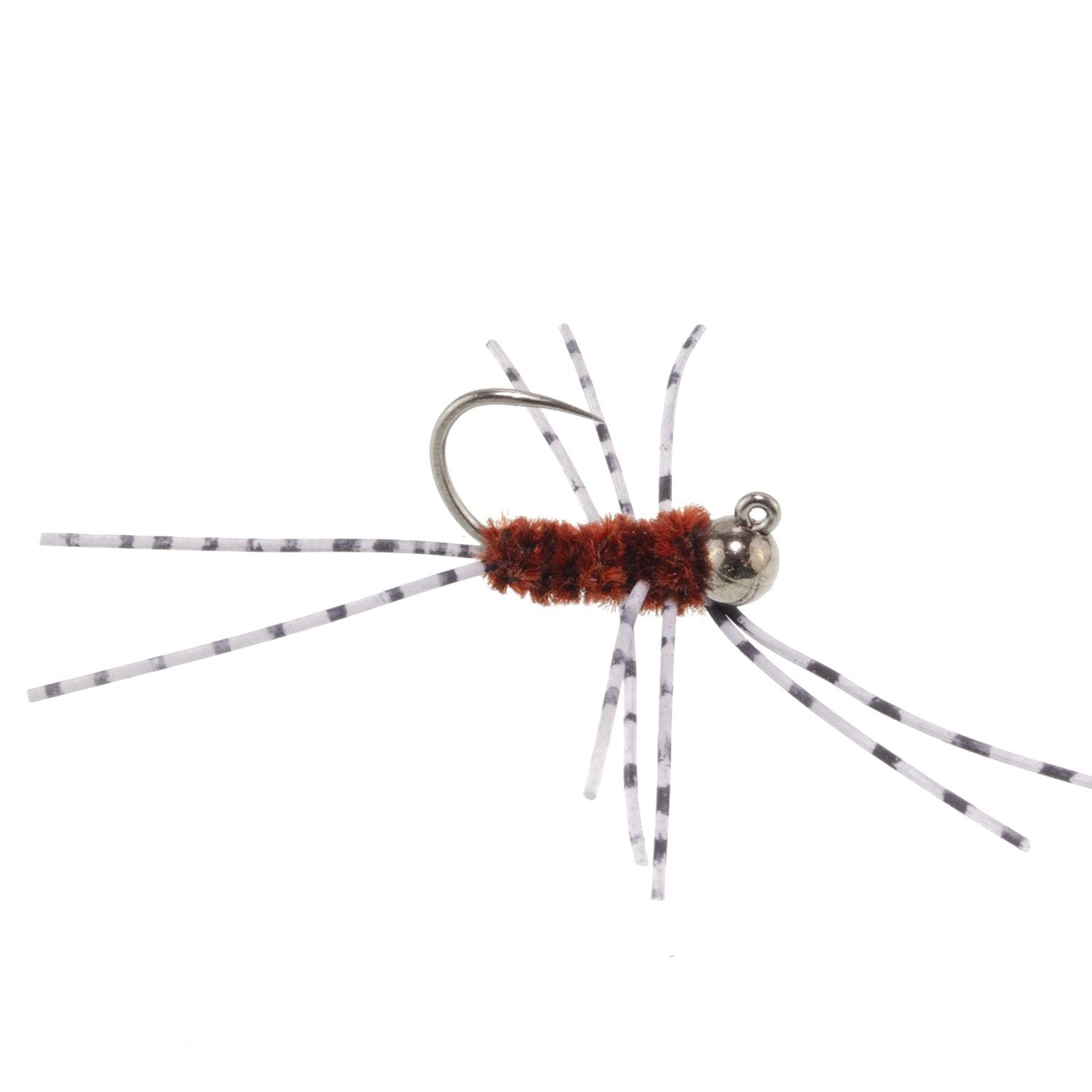3 Pack Barbless Pat's Barred Rubber Legs Tungsten Bead Jigged Brown Euro Nymph - Hook Size 6