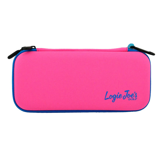 Pink/Blue Golf Accessory Case | Zippered Organizer for Ball Markers, Tees, Divot Tools & Glove | Portable Golf Storage Case | Hard Shell Travel Case for Golf Accessories
