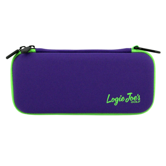 Purple/Green Golf Accessory Case | Zippered Organizer for Ball Markers, Tees, Divot Tools & Glove | Portable Golf Storage Case | Hard Shell Travel Case for Golf Accessories