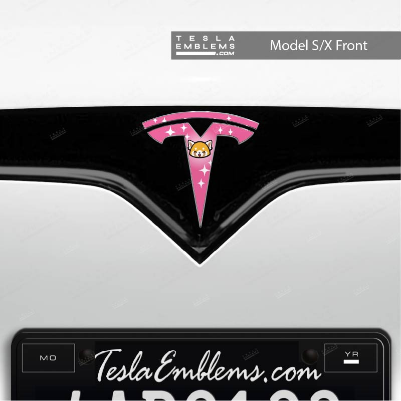 Aggretsuko Tesla Emblem Decals (Front + Back) | Model X