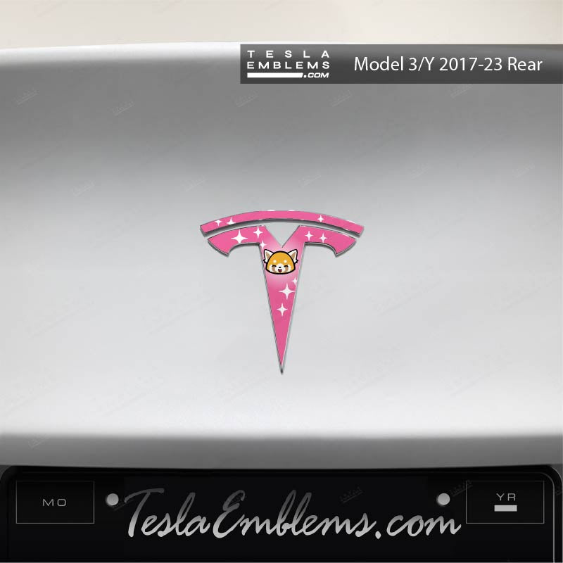 Aggretsuko Tesla Emblem Decals (Front + Back) | Model Y