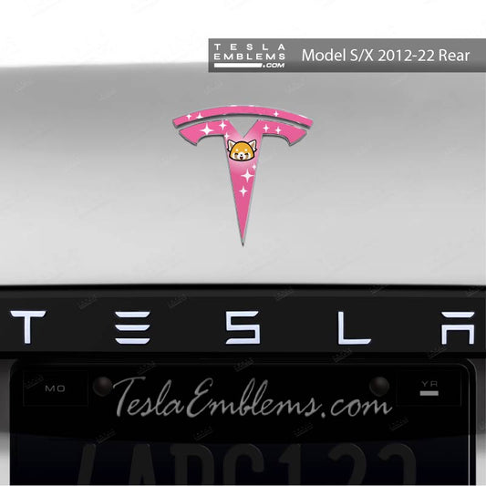 Aggretsuko Tesla Emblem Decals (Front + Back) | Model S