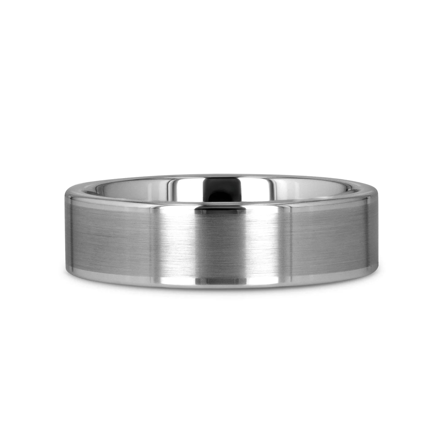 AIRES Flat Brush Finish Center Polished Edges Tungsten Carbide Ring - 4mm - 10mm