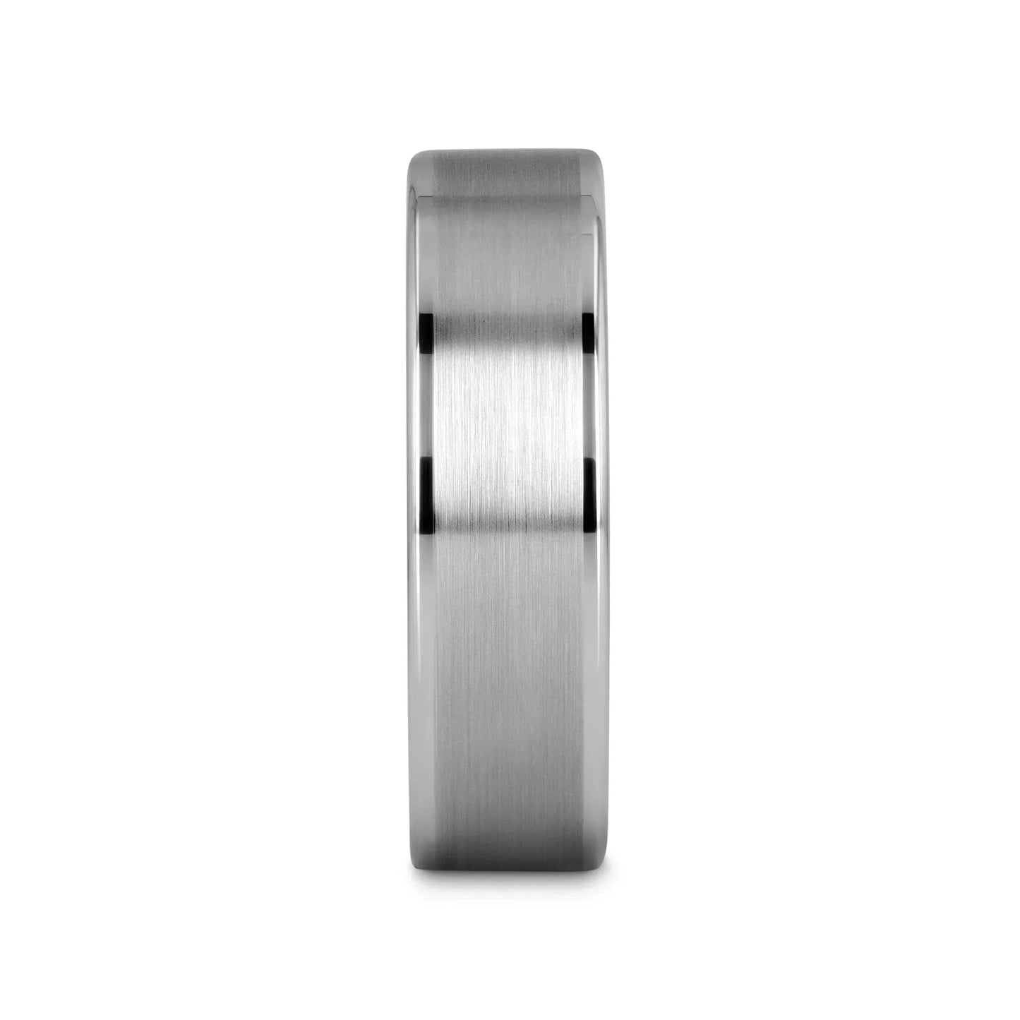 AIRES Flat Brush Finish Center Polished Edges Tungsten Carbide Ring - 4mm - 10mm