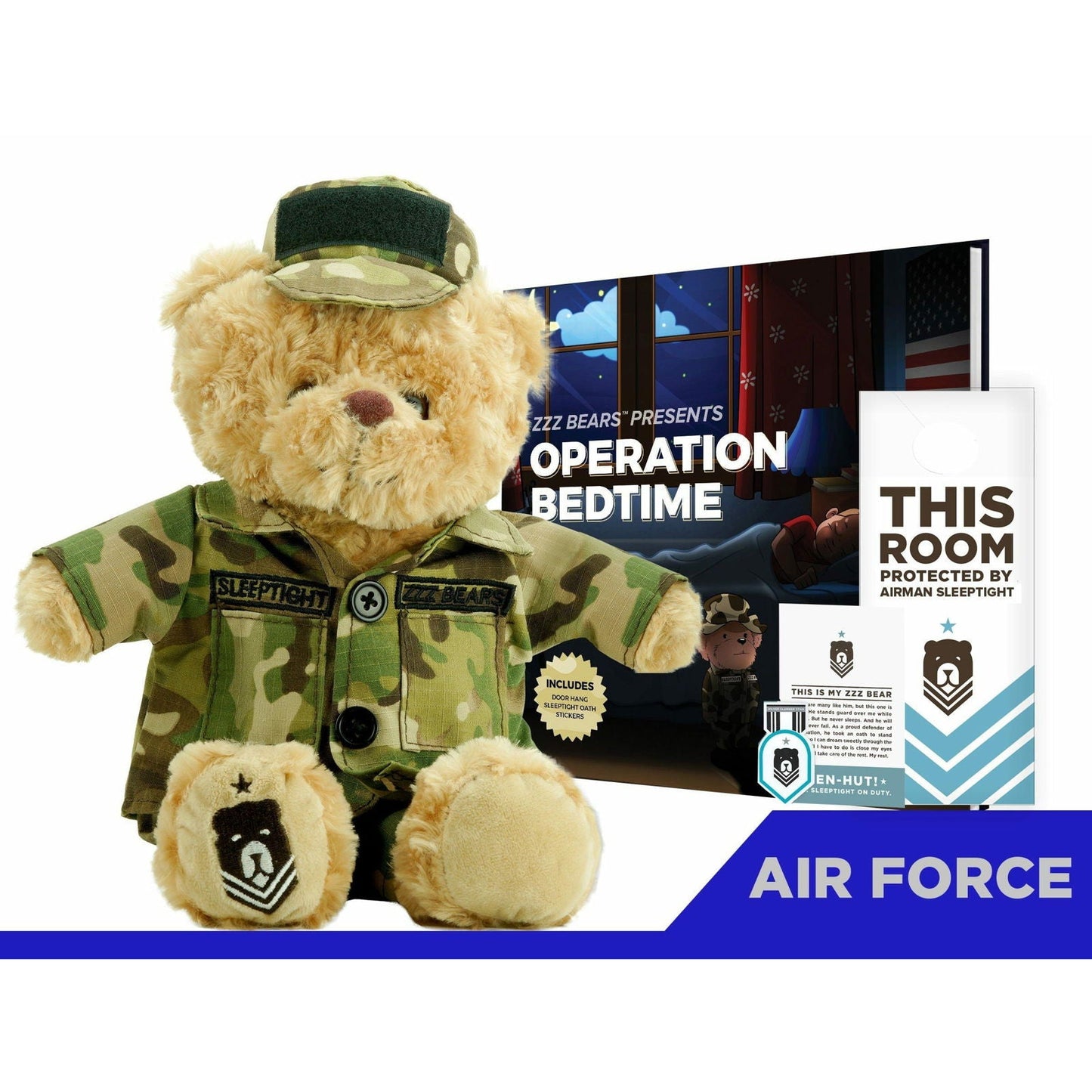 Airman Sleeptight - Air Force Teddy Bear with Storybook & Sleep System