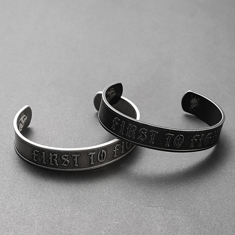 First To Fight - Marines - Stainless Steel Cuff Braclet