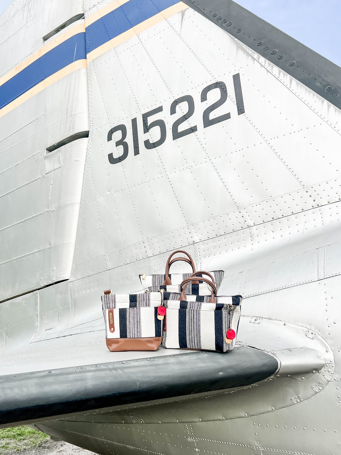 Dot | Small Tote | Black and White Woven + Brown Leather