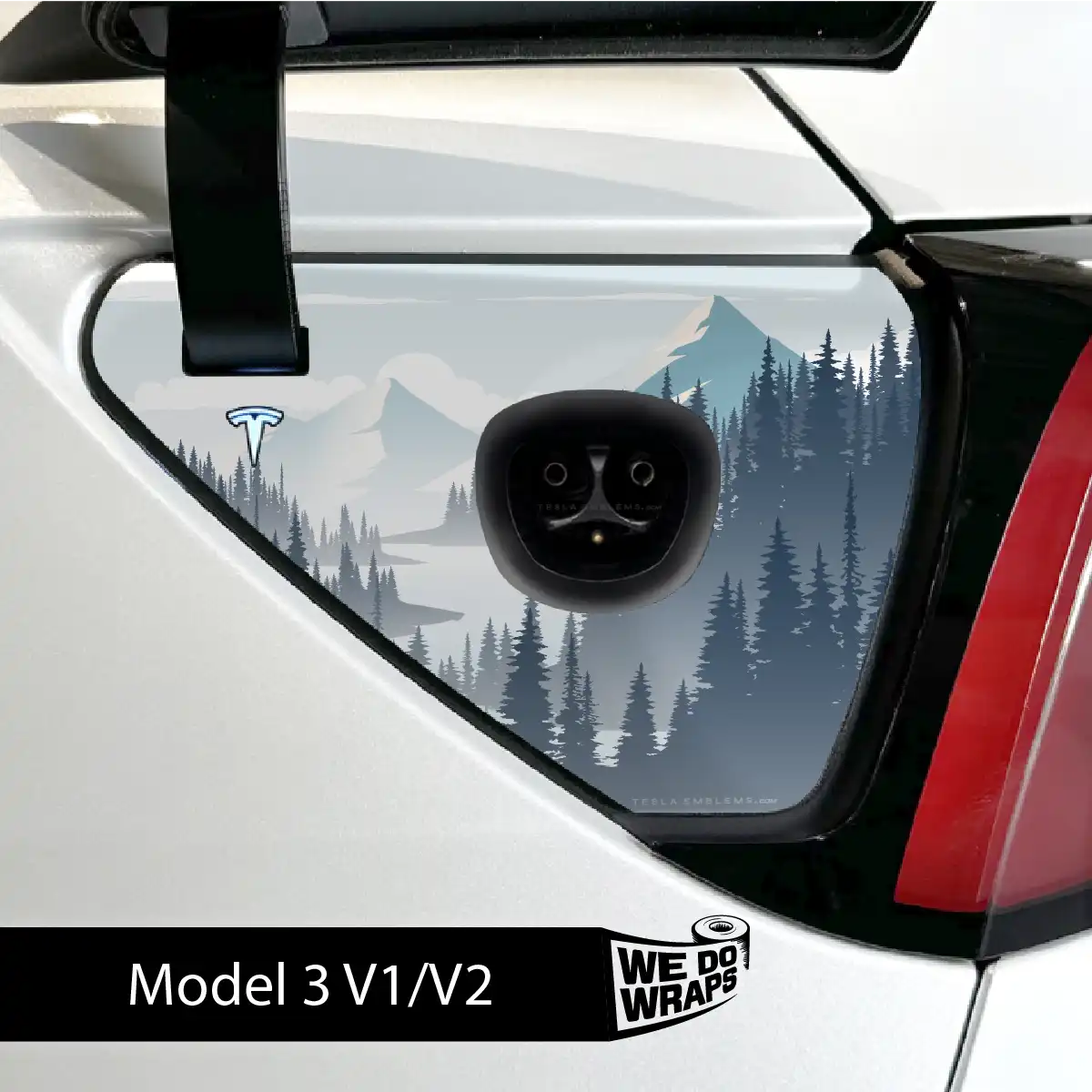 Alpine Retreat Tesla Charge Port Wrap | Model 3
