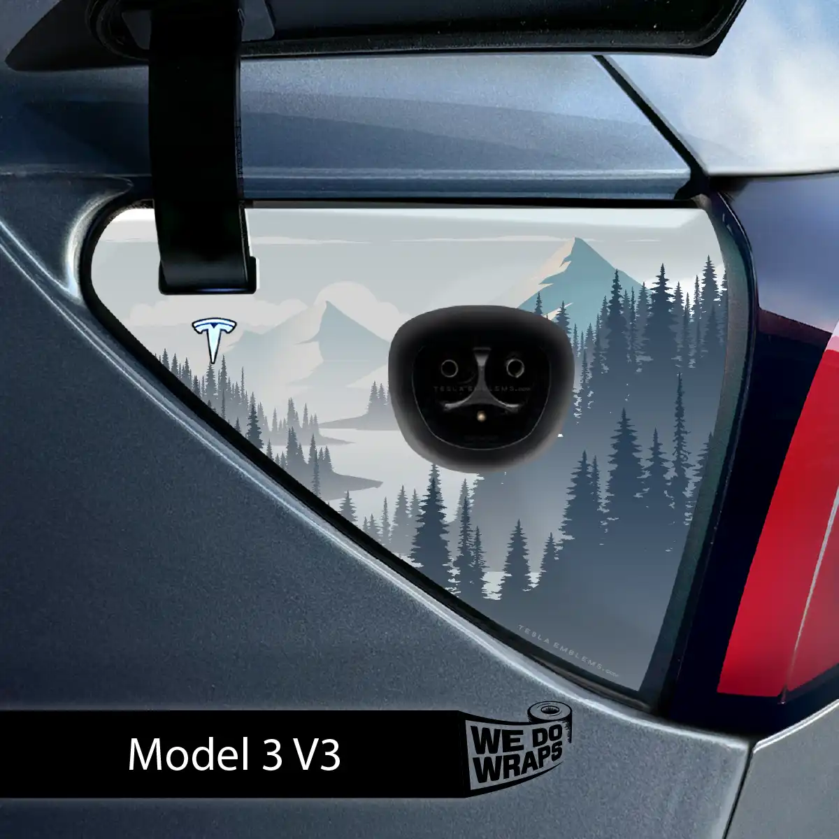 Alpine Retreat Tesla Charge Port Wrap | Model 3