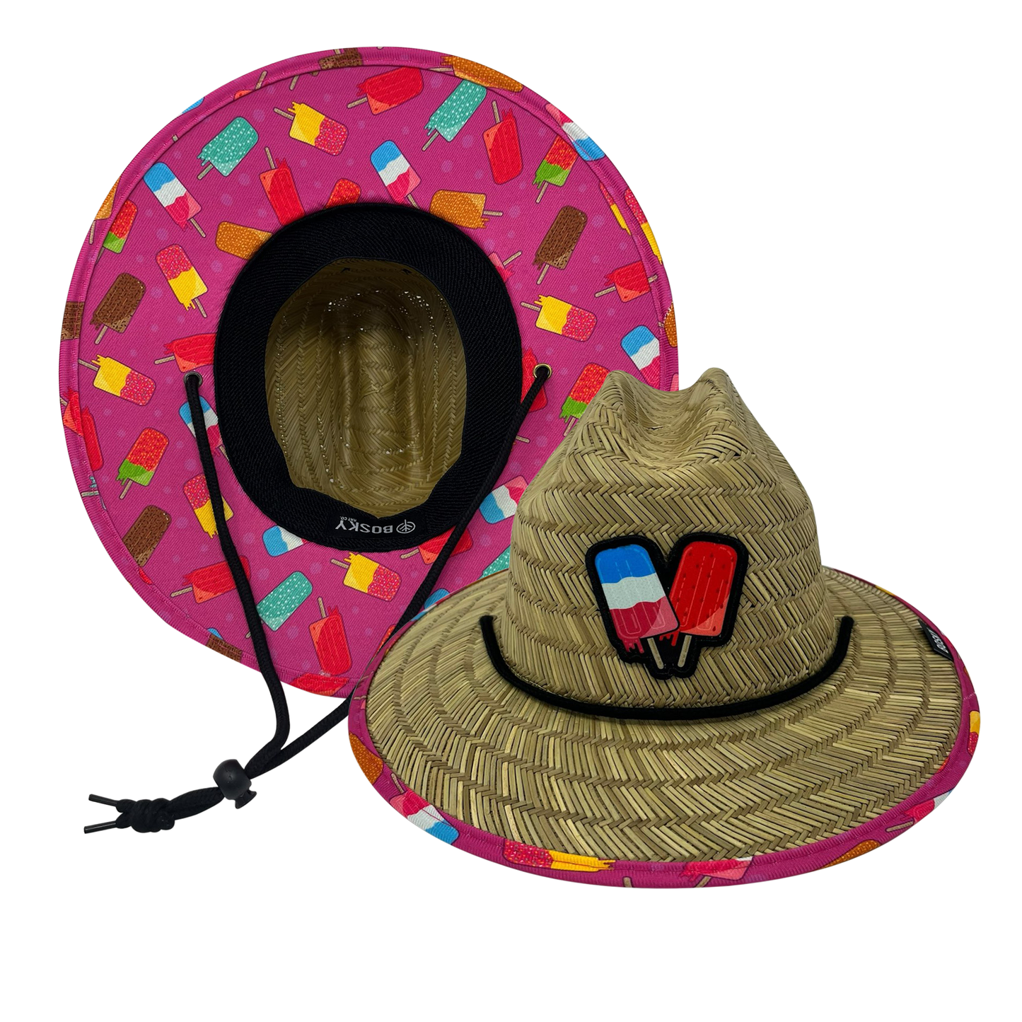 Kid's 3-9 Yrs Popsicle Ice Cream Summer Straw Lifeguard Hat