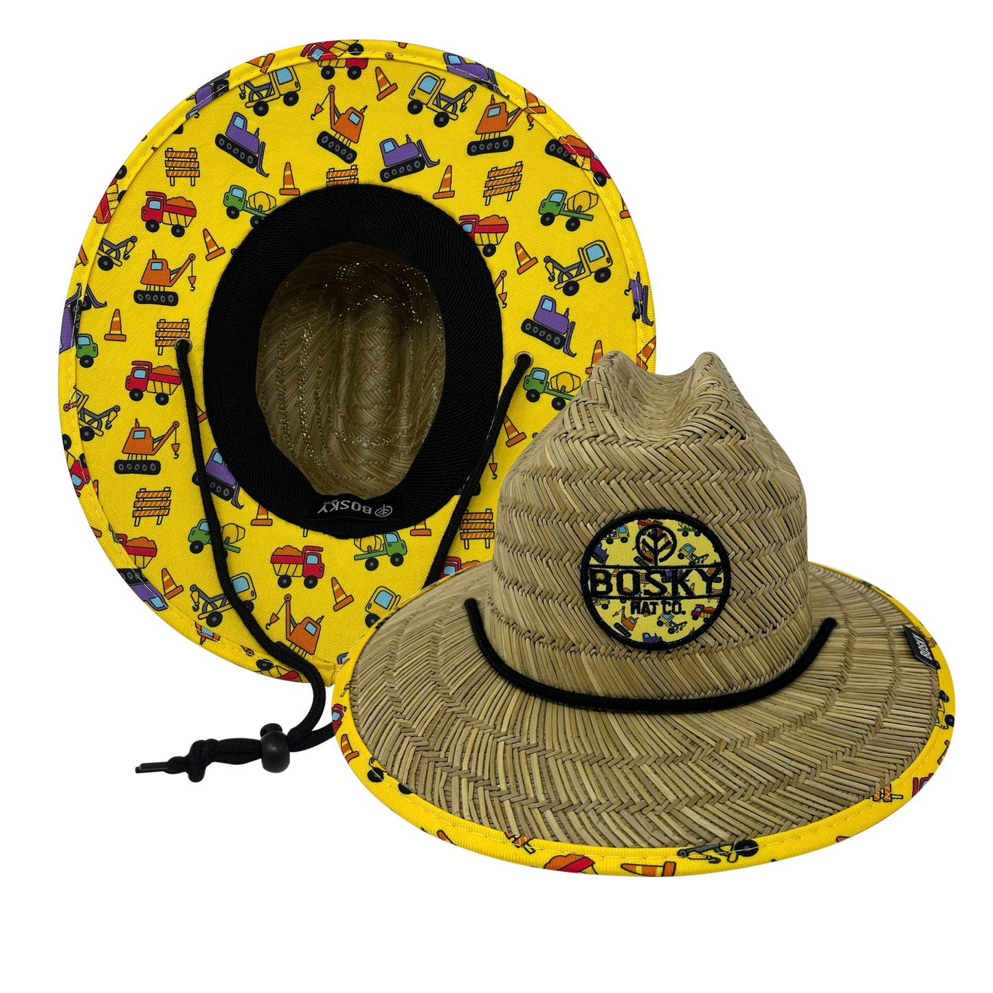 Kids Construction Hardhat Yellow Straw Lifeguard Hat