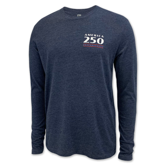 America's 250th Years of Freedom Flag Long Sleeve T-Shirt (Vintage Navy)