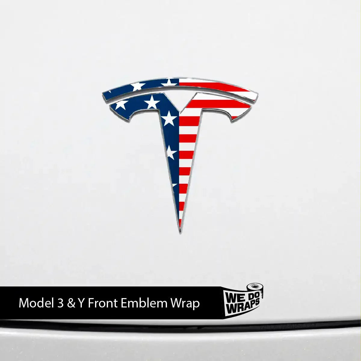 American Flag Tesla Emblem Decals (Front + Back) | Model Y