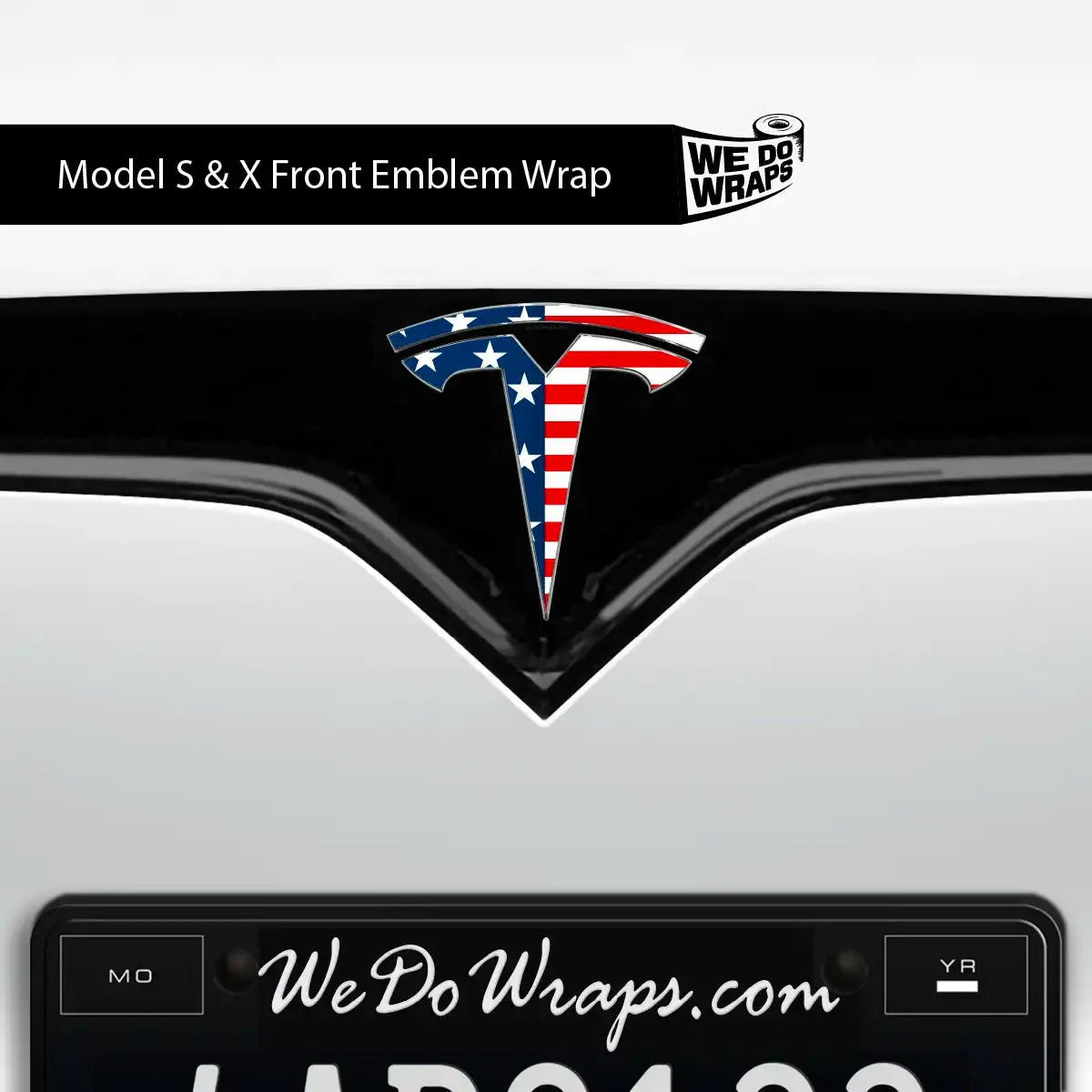 American Flag Tesla Emblem Decals (Front + Back) | Model S