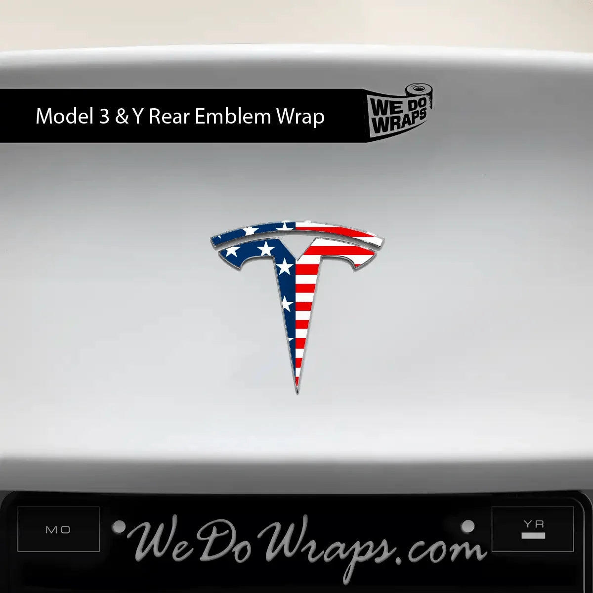 American Flag Tesla Emblem Decals (Front + Back) | Model Y