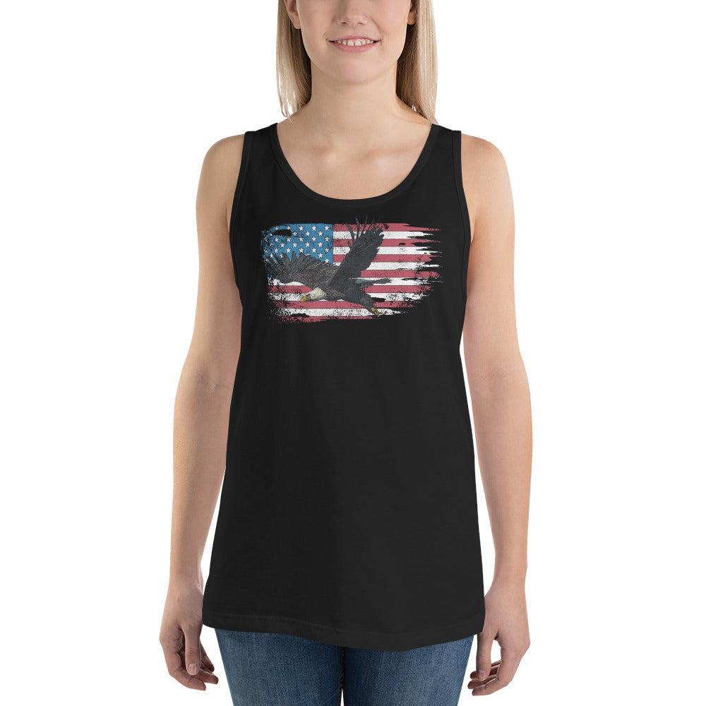 American Flag Tank Top with Bald Eagle Design