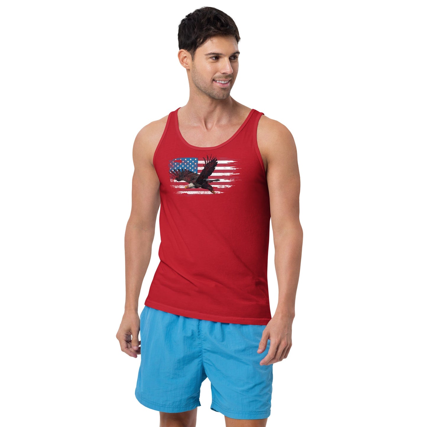 American Flag Tank Top with Bald Eagle Design