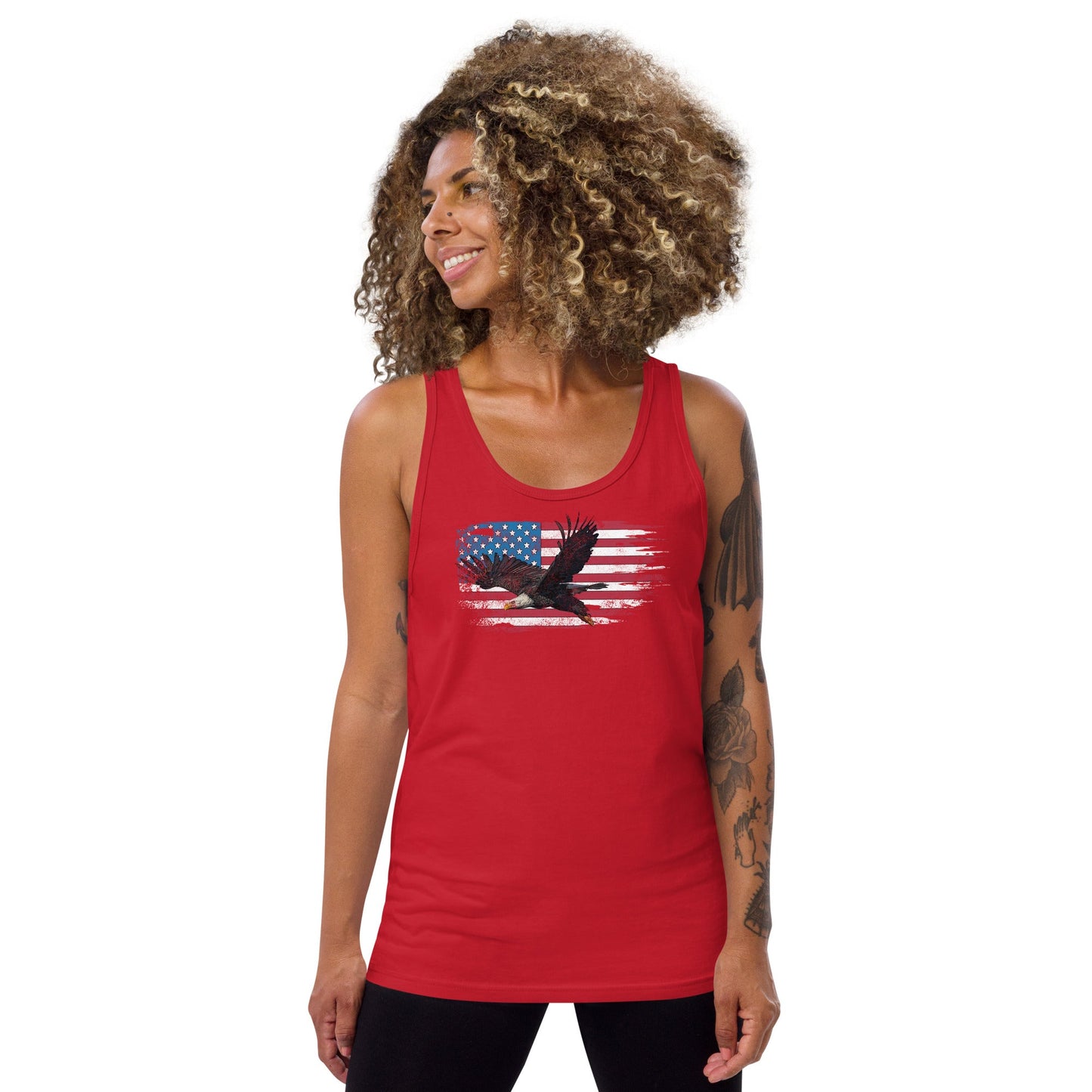 American Flag Tank Top with Bald Eagle Design