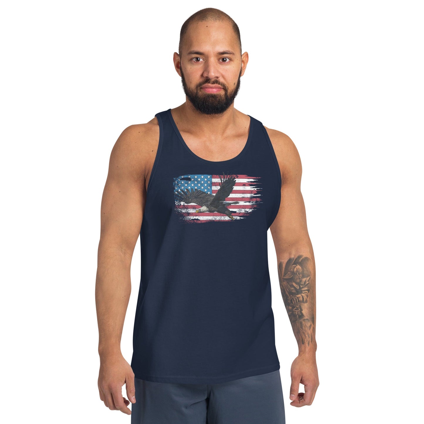 American Flag Tank Top with Bald Eagle Design