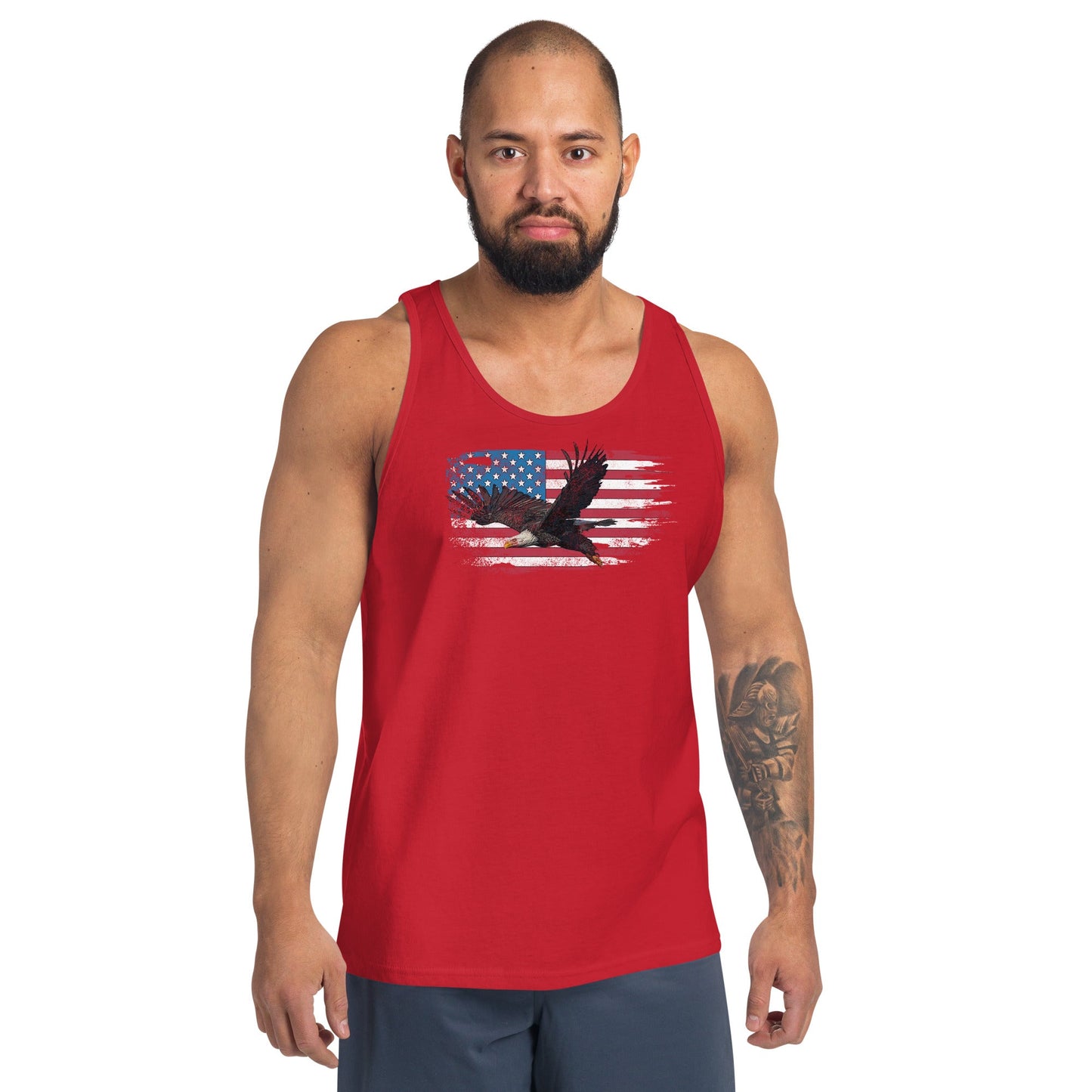 American Flag Tank Top with Bald Eagle Design