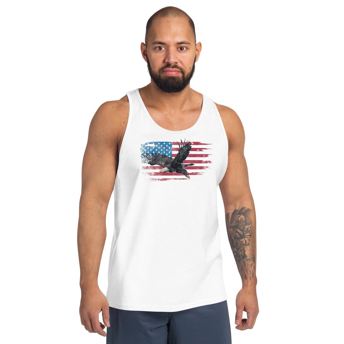 American Flag Tank Top with Bald Eagle Design