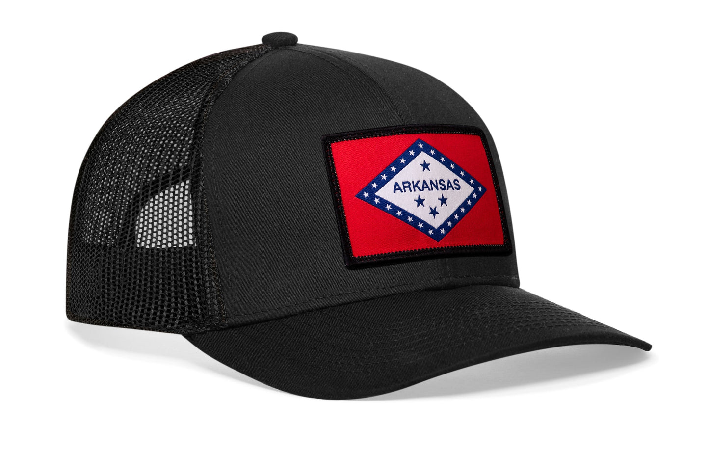 Arkansas Flag Trucker Hat  |  Black Arkansas Flag Snapback
