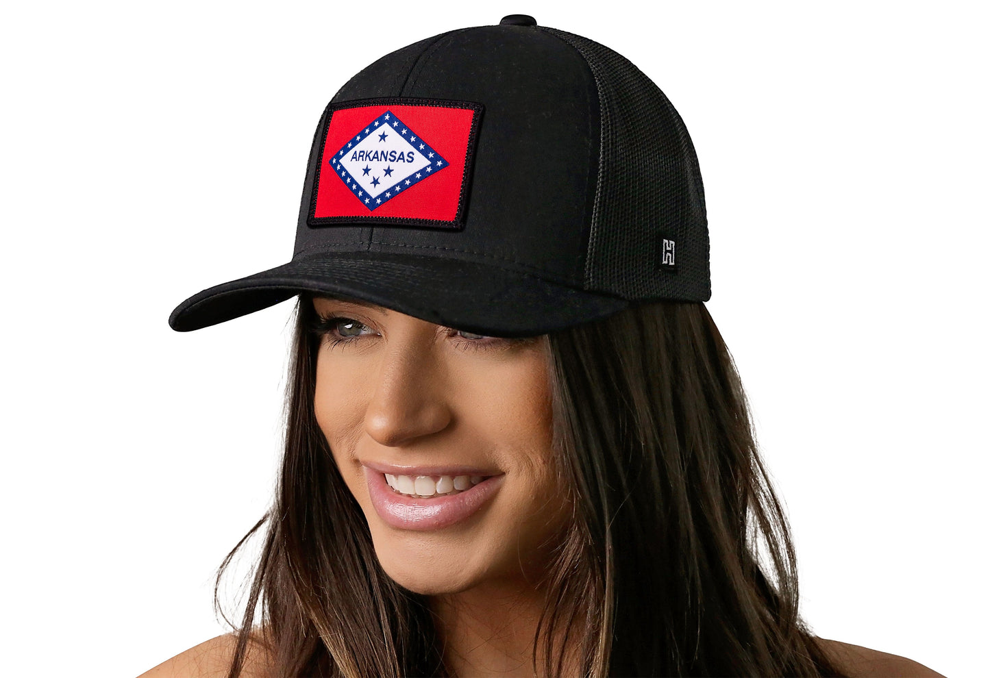 Arkansas Flag Trucker Hat  |  Black Arkansas Flag Snapback